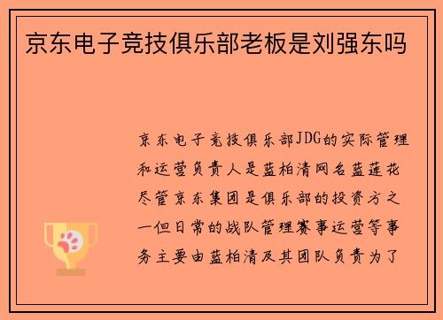 京东电子竞技俱乐部老板是刘强东吗